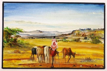 troupeau plaines Tableau Peinture - Troupeau dans les taureaux du Rift